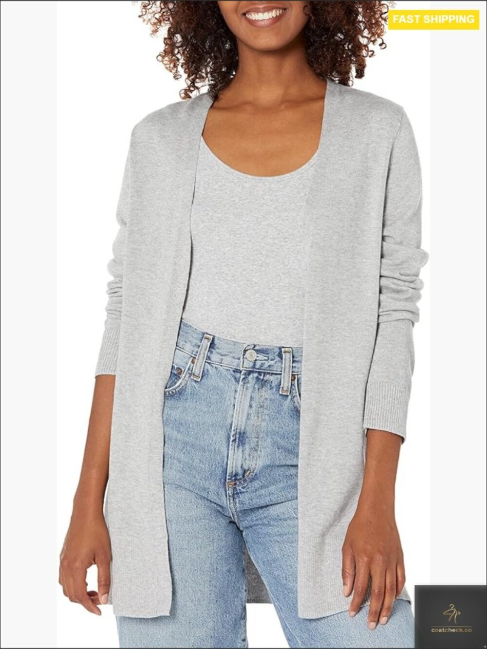 Lightweight Open-Front Cardigan Sweater Classic Layering Piece Long Sleeve